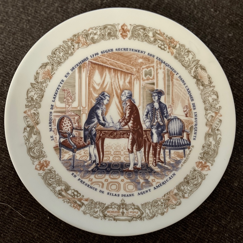 Limoges 1776 Decorative Plate with Historical Scene Brown tones French Numbered